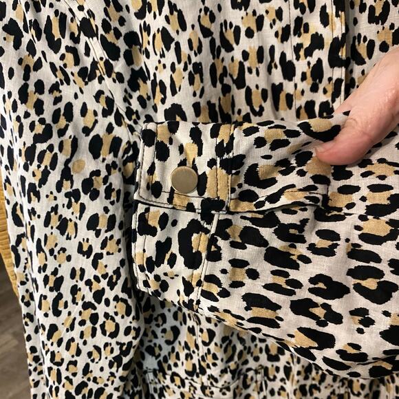 Chico’s Reversible Linen Jacket Leopard Print & Black Snap Front Size 2 (L/XL) - Picture 6 of 16